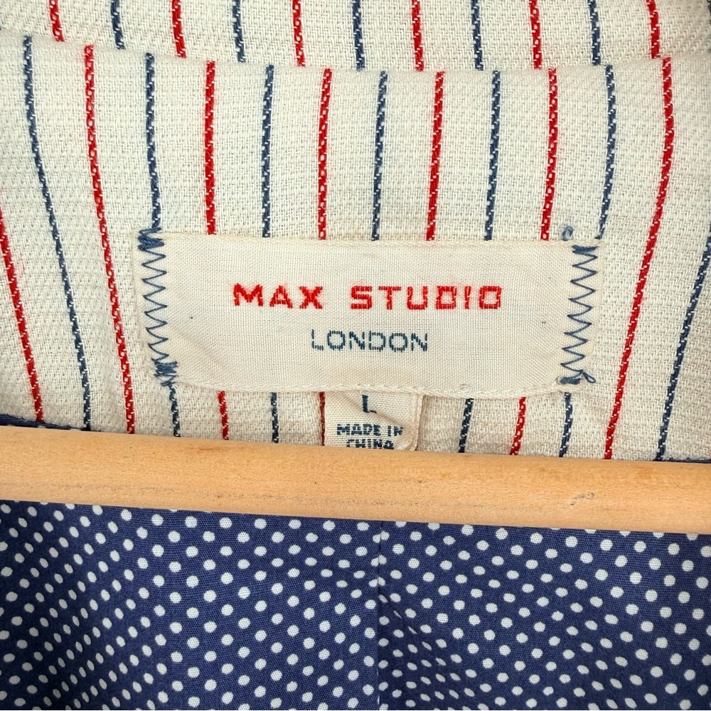 Max Studio London Natalie Embroidered Blazer Jacket L Large Cream Red Boho Folk - Picture 9 of 13